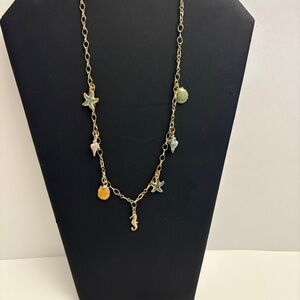 Beach Necklace, Shells, Gold Chain 20" long Beachy Necklace